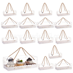 Nbeads 18 Sets 3 Styles Portable Transparent Plastic Swiss Cake Roll Sandwich Holder Box, Paper Tray & Silk Handle, Rectangle, Clear, Box: 65~110x185~275x65~95mm, 6 sets/style