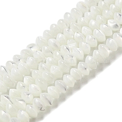 Fili di perline rondelle conchiglia trochus naturale, perline del piattino, fumo bianco, 3x2mm, Foro: 0.5 mm, circa 202~205pcs/filo, 15.94~16.14'' (40.5~41 cm)