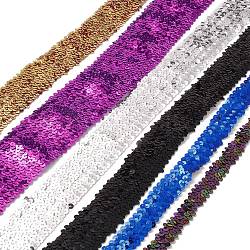 Bordo elastico in paillette di plastica da 1 m, rifiniture in paillettes, accessori dell'ornamento, rotondo e piatto, stile misto, colore misto, 20~71x2mm