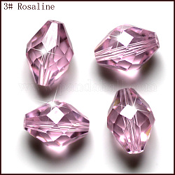 Imitation österreichischen Kristallperlen, Klasse aaa, facettiert, Doppelkegel, rosa, 8x11 mm, Bohrung: 0.9~1 mm