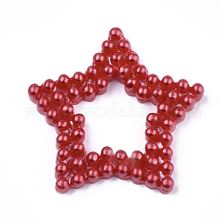 Harzanhänger, Nachahmung Perlen, Stern, rot, 42~44x45~47x5~6 mm, Bohrung: 2 mm