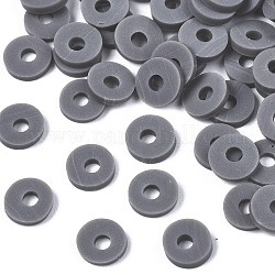Umweltfreundliche handgemachte Fimo-Perlen, Disc / Flachrund, heishi Perlen, Grau, 6x1 mm, Bohrung: 2 mm, ca. 23500 Stk. / 1000 g