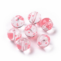 Perles vernissées manuelles, rond aux champignons, rose, 11.5mm, Trou: 1.5mm
