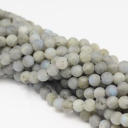 Brins ronds de perles labradorite naturelle, mat, 6mm, Trou: 1mm, Environ 62 pcs/chapelet, 15.3 pouce
