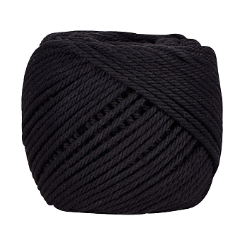 Cordon en coton macramé, corde de coton torsadée, pour accrocher au mur, artisanat, emballage cadeau, noir, 4mm, environ 109.36 yards (100 m)/rouleau