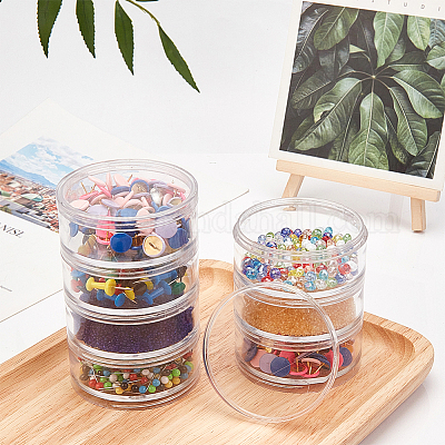Bead Storage Jars for Beads BENECREAT Mixed Size Stackable Round Plastic Containers 4 Column Buttons 5 Layer/Column Crafts and Small Findings 
