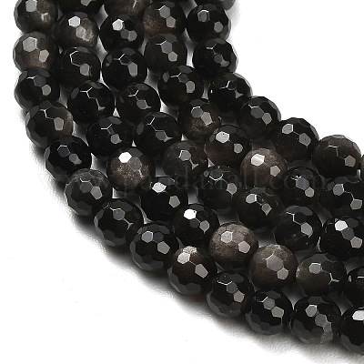 Natürliche silberne Obsidianperlenstränge&nbsp;G-C280-B08-6mm-1
