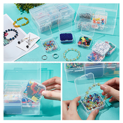 Wholesale Rectangle PP Plastic Bead Organizer Storage Box with 12Pcs Small  Plastic Hinged Lid Beads Containers 