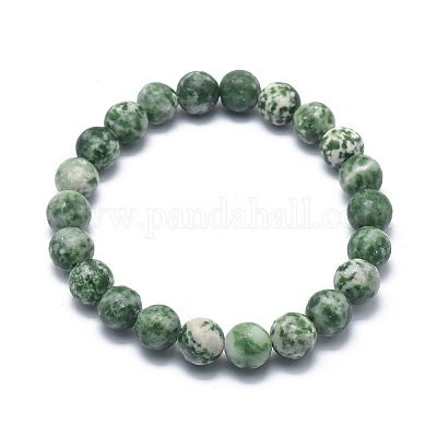 Bracciali elasticizzati con perle di diaspro verde naturale&nbsp;BJEW-K212-A-017-1