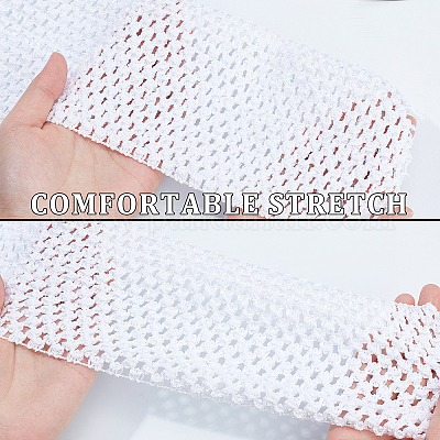 5.5 Yards 4.41 Inch Wide Elastic Band White Stretch Polyester Fabric Ribbon  Crochet Headband 