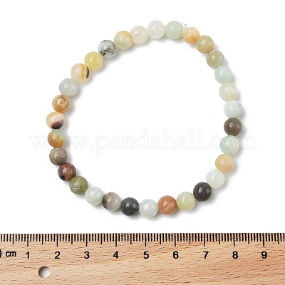 Pulseras de estiramiento naturales de cuentas de amazonita&nbsp;BJEW-K212-A-007-1