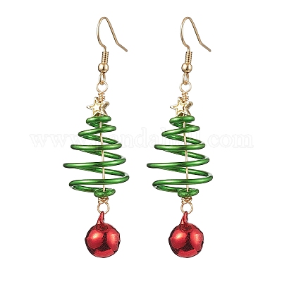 Orecchini Di Natale A Forma Di Alberello Verde Con Cristalli – Gioielli Pendenti Regalo Per Donna, Con Ferma Orecchini Inclusi