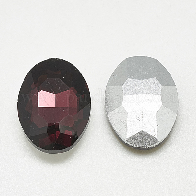 Cabochons en verre avec strass de dos avec point&nbsp;RGLA-T080-8x10mm-18-1