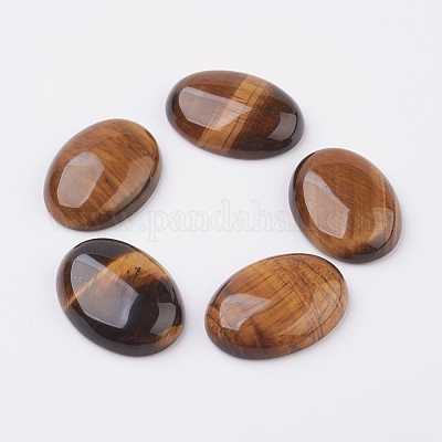 Cabochon fond plat en œil de tigre naturel&nbsp;G-G741-18x25mm-01-1