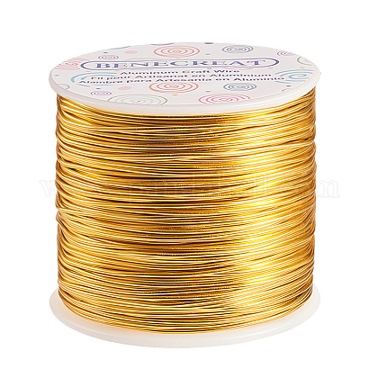 BENECREAT 17 Gauge (1.2mm) Aluminum Wire 380FT (116m) Anodized Jewelry Craft Making Beading Floral Colored Aluminum Craft Wire - Light Gold AW-BC0001-1.2mm-08-1