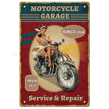 Vintage Dream: Targa in metallo GARAGE VINTAGE MOTORCYCLE, Targhe  Decorative da Parete Varie