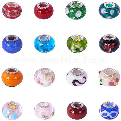 Mixed Styles Handmade Lampwork Glass European Beads LPDL-PH0001-03-1