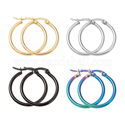 4 paio di orecchini a cerchio huggie in acciaio inossidabile 4 colori 304 EJEW-FS0001-04-1