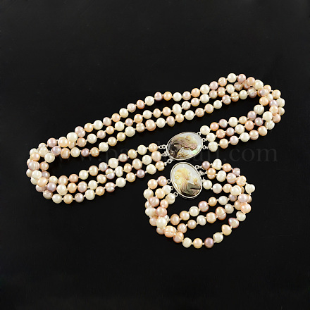 Natürlichen Perlen Schmuck Sets SJEW-R032-02-1