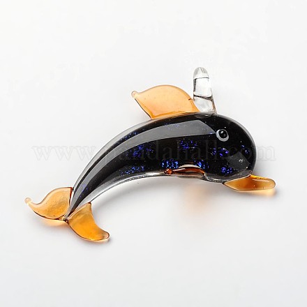 Handmade Dolphin Lampwork Pendants LAMP-N0006-03F-1