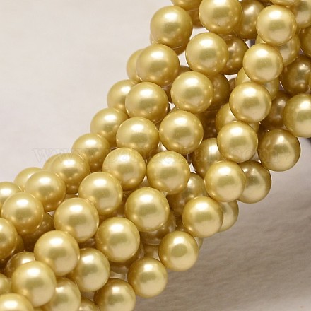 Round Shell Pearl Bead Strands BSHE-M012-6mm-01B-1