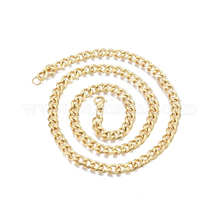 Men's 201 Stainless Steel Cuban Link Chain Necklace NJEW-N050-A06-7-55G-1