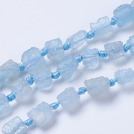 Chapelets de perles en aigue-marine naturelle G-F568-288-1