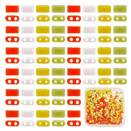 CREATCABIN 800Pcs 4 Colors 2-Hole Glass Seed Beads SEED-CN0001-04-1