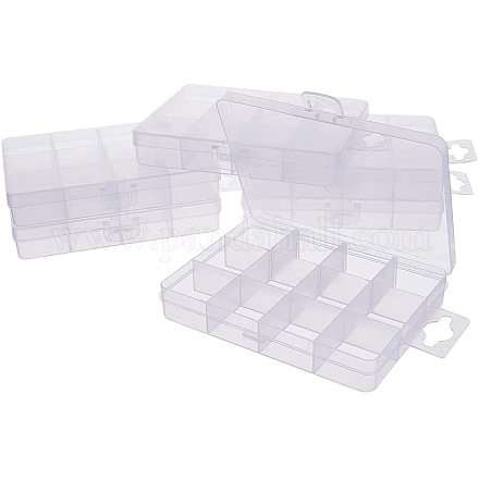 PandaHall Elite 6 Pack 12 Grids Jewelry Dividers Box Organizer Clear Plastic Bead Case Storage Container for Beads CON-PH0001-29-1
