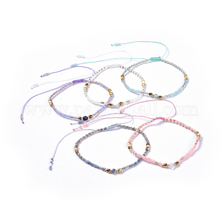 Bracelets de perles tressées en fil de nylon ajustable BJEW-JB04379-1