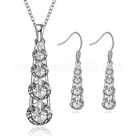 Trendy Silver Plated Brass Cubic Zirconia Bridal Party Jewelry Sets SJEW-BB08230-1