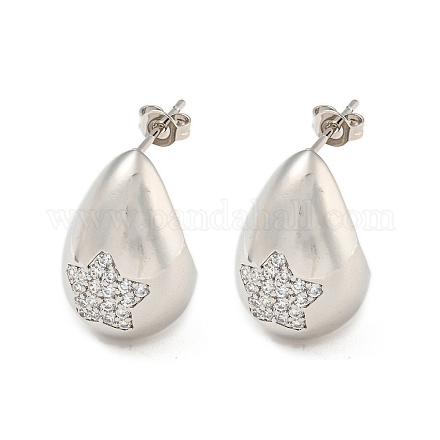 Серьги-гвоздики из латуни с цирконием EJEW-Q799-02C-P-1