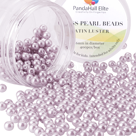 Pearlized Glasperlen runde Perlen HY-PH0001-6mm-049-1