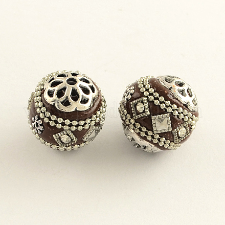 Round Handmade Rhinestone Indonesia Beads IPDL-Q036-21-1