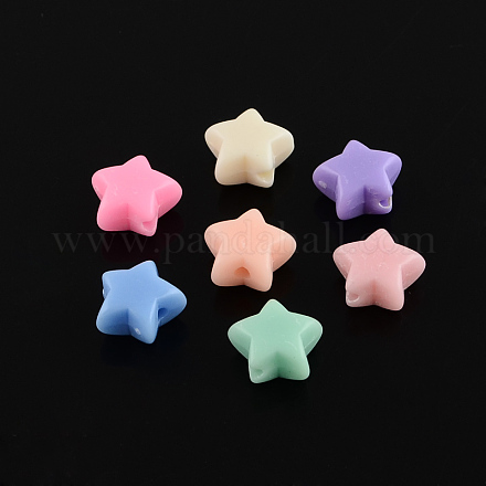 Solid Color Opaque Acrylic Five-Pointed Star Beads X-SACR-S032-M02-1