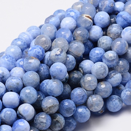 Dyed Natural Agate Faceted Round Beads Strands G-UK0001-11F-10mm-1