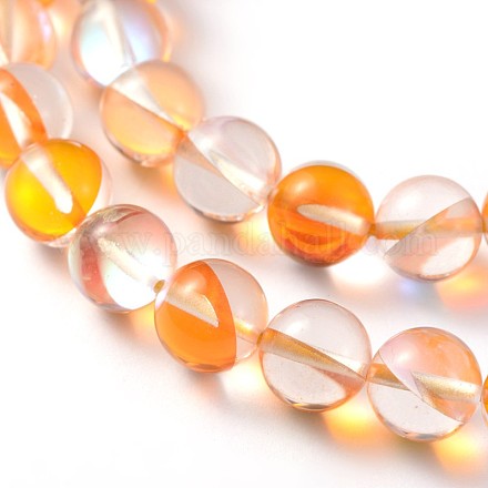 Chapelets de perles rondes en pierre de lune synthétique teinte G-L376-10mm-B03-1