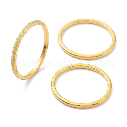 3 pz placcatura ionica (ip) 304 set di anelli a fascia semplici in acciaio inossidabile RJEW-K244-02G-1