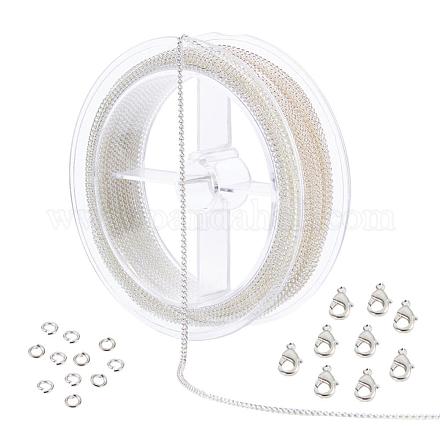 Benecreat 39 pied/12 m 2.5 mm chaîne gourmette en argent chaîne de câble à maillons en laiton avec 60 anneaux ouverts et 20 fermoirs mousquetons pour la fabrication de bijoux à faire soi-même CHC-BC0001-11S-1