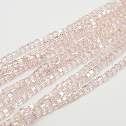Chapelets de perles en verre électroplaqué EGLA-D018-8x8mm-32-1