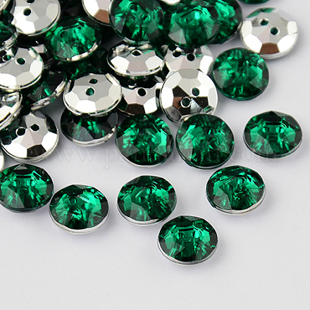 Botones redondos planos del diamante artificial de acrílico de Taiwán de 2-agujero BUTT-F015-11.5mm-06-1