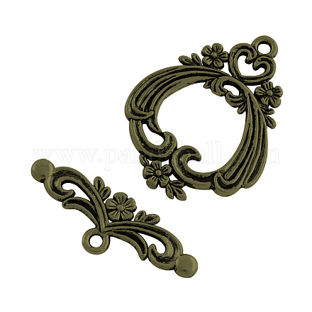 Tibetan Style Flower Toggle Clasps X-TIBE-A15304-AB-NR-1