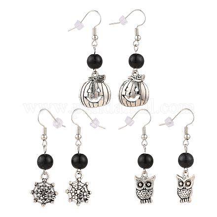 Boucles d'oreilles pendantes en alliage thème halloween EJEW-JE04429-1