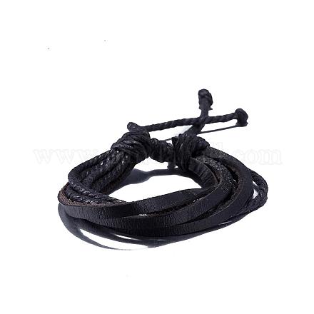 Unisex pulseras de cordón de cuero de varias vueltas BJEW-BB15557-1
