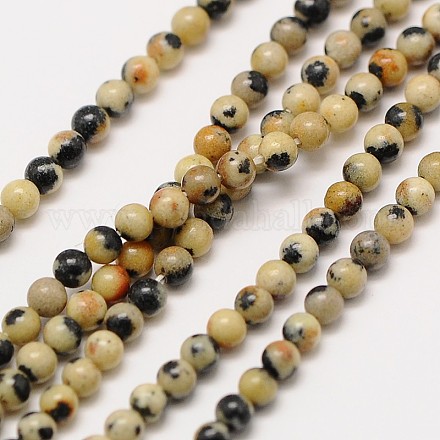 Pierre naturelle perles rondes de jaspe dalmatien brins G-A130-3mm-20-1