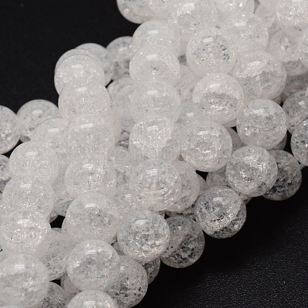 Perles rondes en verre craquelé brins X-CCG-E001-8mm-04-1