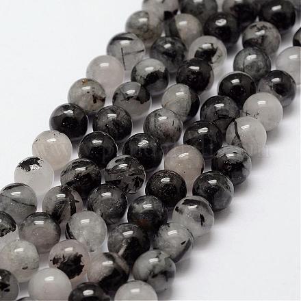 Natural Black Rutilated Quartz Beads Strands G-D856-06-8mm-1