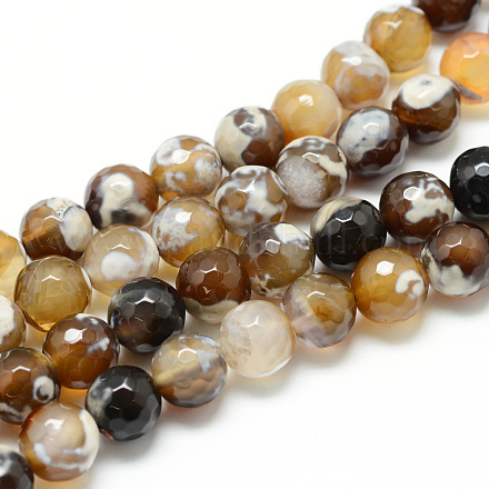 Brins de perles d'agate crépitantes de feu naturelles colorées X-G-R176-8mm-08-1
