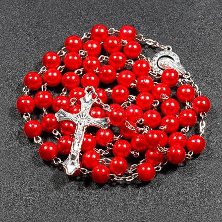 Collana con perle di rosario in plastica imitazione perla per Pasqua PW23031885306-1