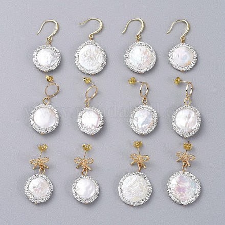 Juegos de aretes colgantes de perlas naturales EJEW-JE03912-1